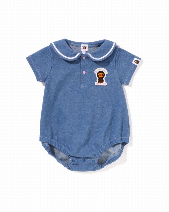 Body Bape Milo Jersey Denim Sailor Collar Enfant Bleu | OTZPK3104