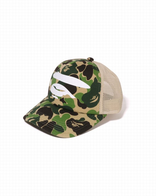 Casquettes Bape ABC Camo Ape Face Mesh Homme Vert | BLRZV4158