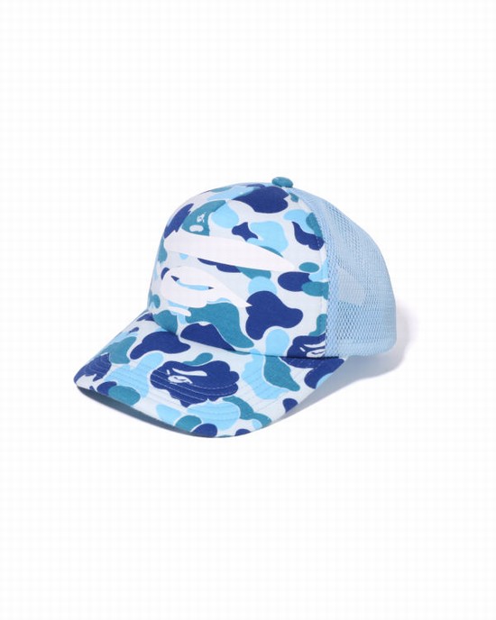 Casquettes Bape ABC Camo Ape Face Mesh Homme Bleu Clair | SQOBE7291