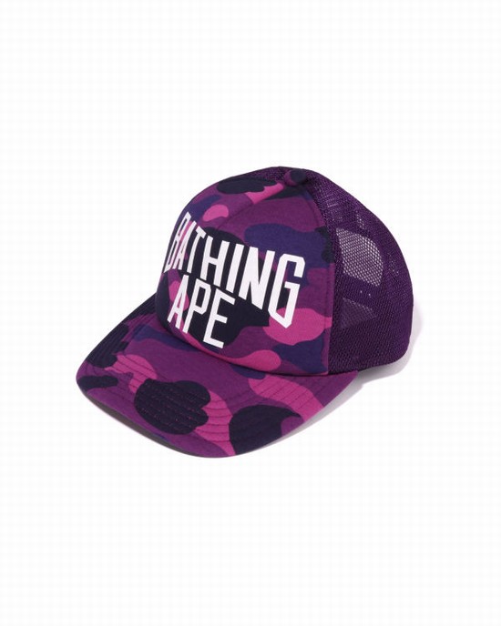 Casquettes Bape Color Camo NYC Logo Mesh Homme Violette | BKLMC2019