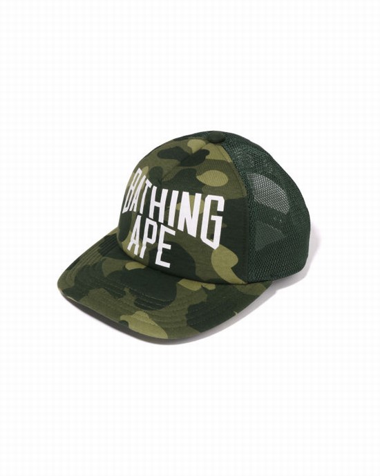 Casquettes Bape Color Camo NYC Logo Mesh Homme Vert | BTVFX5027