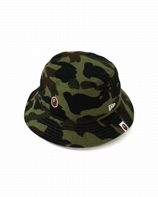 Chapeaux Bape New Era 1st Camo Bucket Homme Vert | XIUNR8591