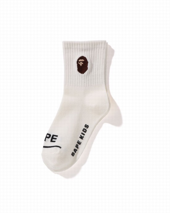 Chaussettes Bape Ape Head Nervuré Enfant Blanche | NFGIW2346