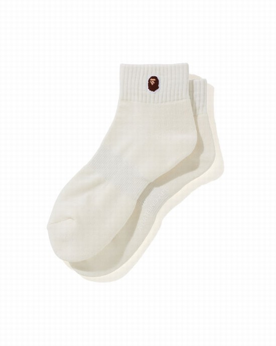 Chaussettes Bape Ape Head One Point Ankle Homme Blanche | PTQIG0619