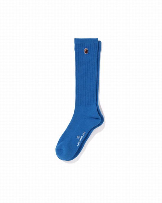 Chaussettes Bape Ape Head One Point Femme Bleu Royal Bleu | ZNFAR8406