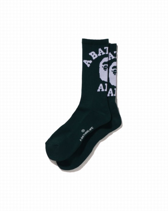 Chaussettes Bape College Homme Vert Foncé | FEGPC4218