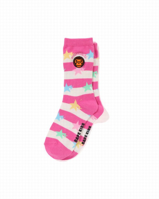 Chaussettes Bape Hoop Milo Sta Enfant Rose | GFBUM0148