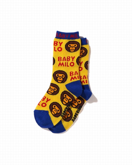 Chaussettes Bape Milo Pattern Enfant Jaune | MVOJL0541