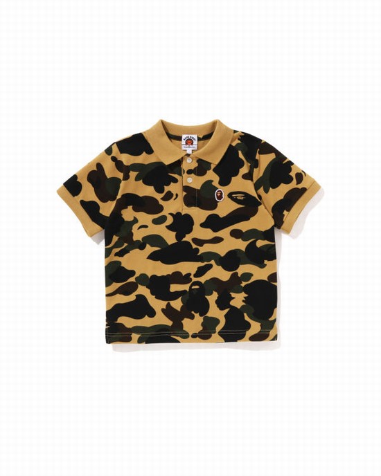 Chemises Bape 1st Camo One Point Polo Enfant Jaune | RVDIU6297