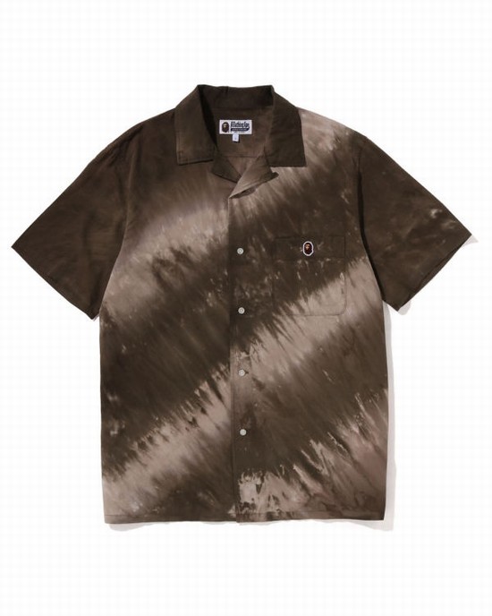 Chemises Bape Ape Head One Point Dye Homme Marron | YKCGB9508