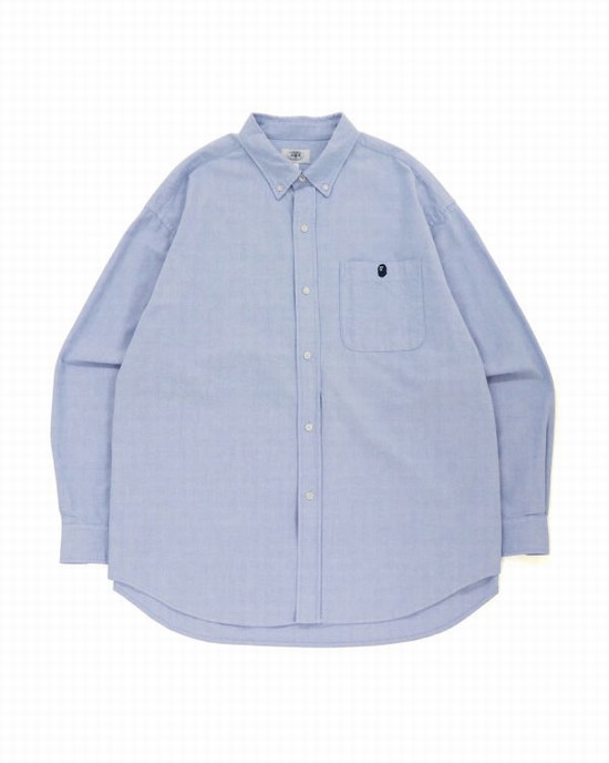 Chemises Bape Chambray Loose Fit Homme Bleu | SUAKZ5938