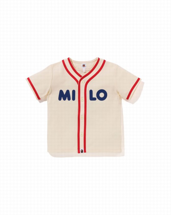 Chemises Bape Milo Baseball Enfant Blanche | IVDBN1467