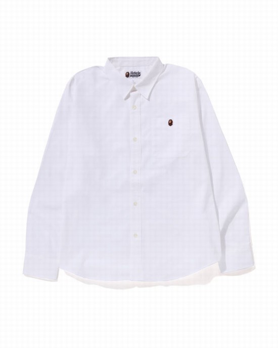 Chemises Bape Oxford relaxed fit Homme Blanche | KTYDO7615