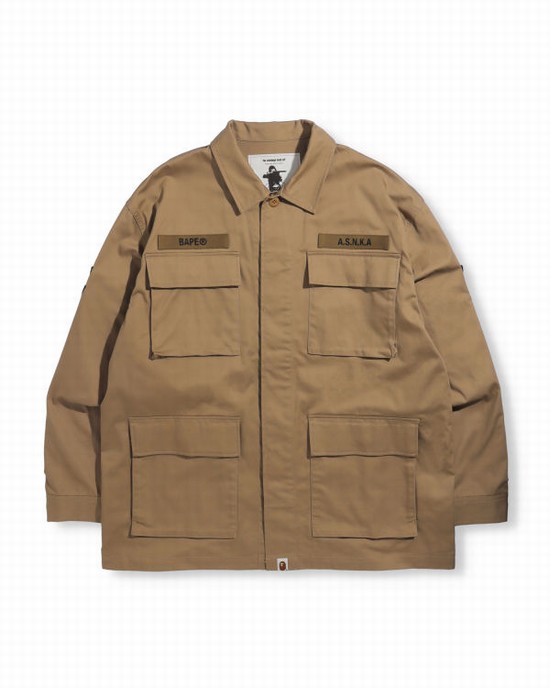 Chemises Bape Relaxed Fit Military Homme Beige | DRPSY4328