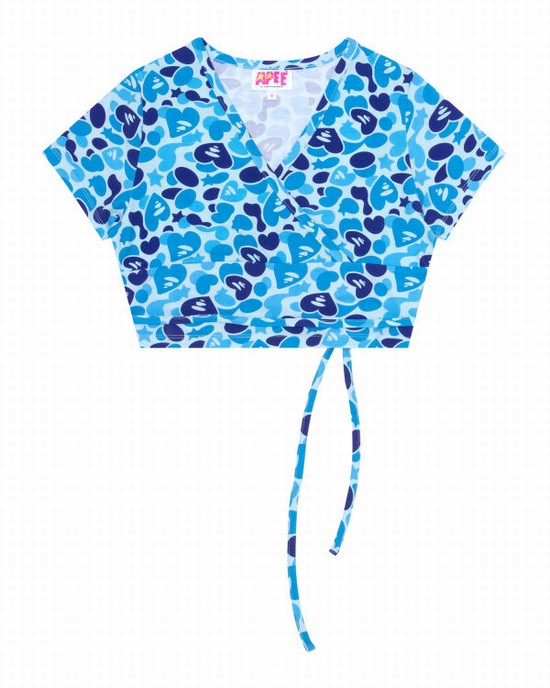 Chemisier Bape Printed Femme Bleu | DJQTF2014