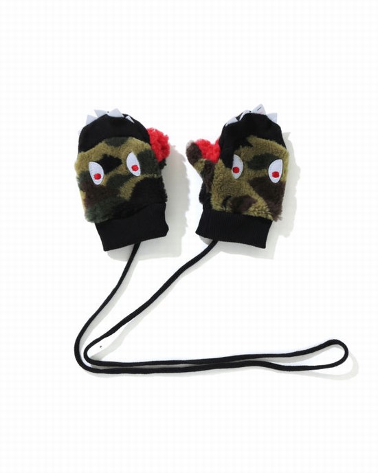 Gants Bape 1st Camo Boa Shark Mittens Enfant Vert | QJCKS1650