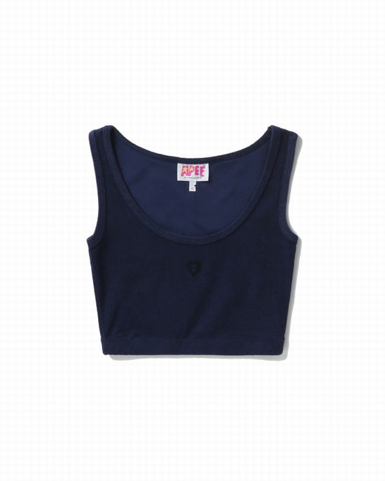 Gilet Bape Towelling crop Femme Bleu Marine Bleu | IHGTR0195