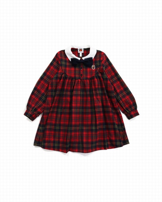 Peignoir Bape Check Ribbon Onepiece Enfant Rouge Clair | DOPAU1297