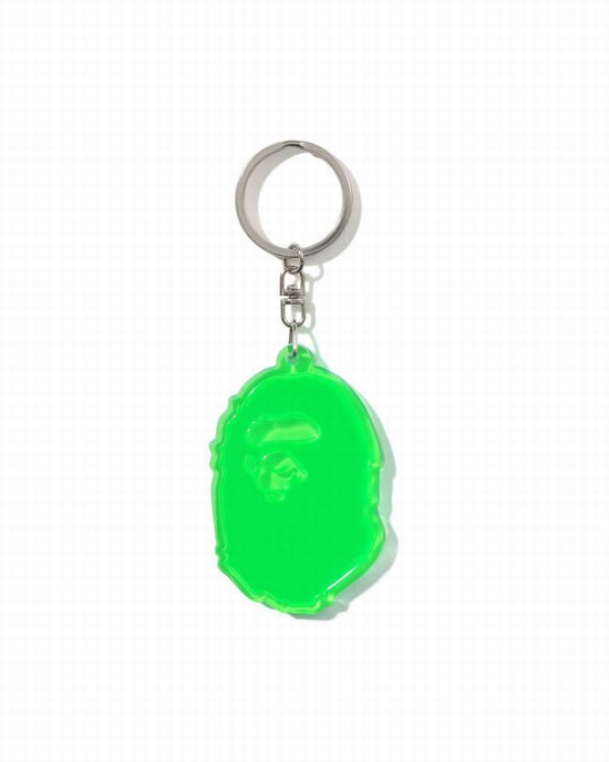 Porte-clés Bape Ape Head Reflective Homme Vert | OUEXH3648