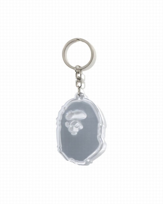 Porte-clés Bape Ape Head Reflective Homme Blanche | VNWMA7185