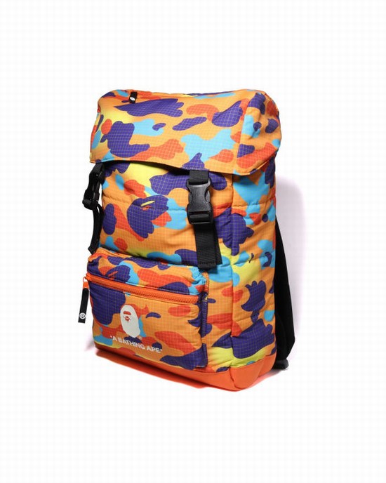 Sacs À Dos Bape Grid Camo Glow In The Dark Padding Enfant Multicolore | FUYZV8603