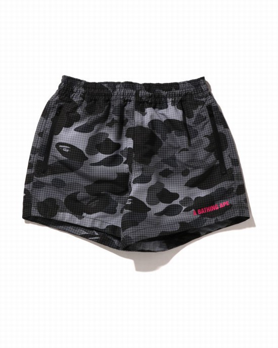 Shorts Bape Grid Camo Femme Noir | YPZIS0857