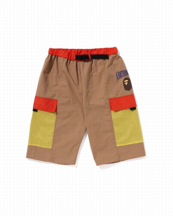 Shorts Bape Mesh Pocket Enfant Beige | QLTGF5064