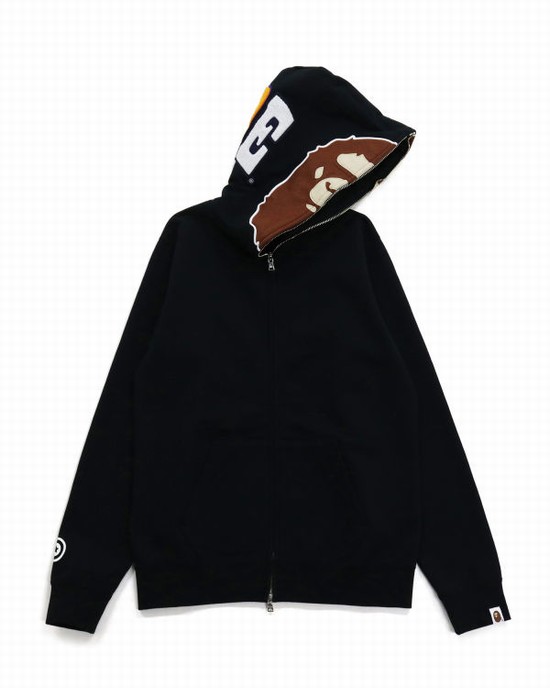 Sweat À Capuche Bape 2nd Ape Full Zip Femme Noir | LUQVH5179