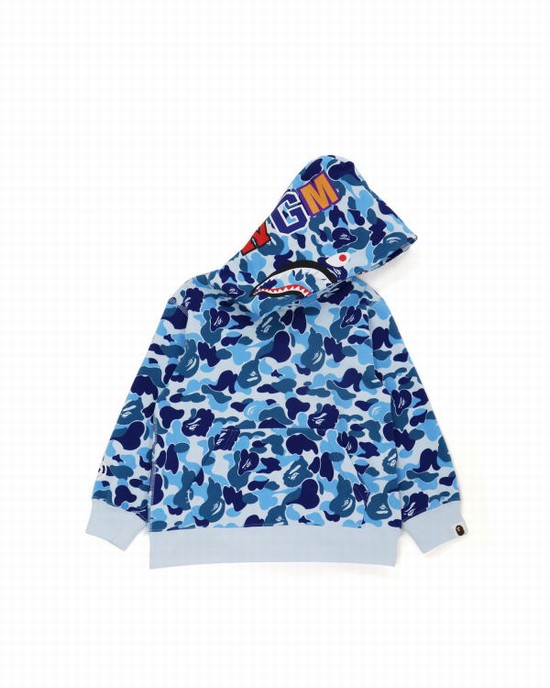 Sweat À Capuche Bape ABC Camo Shark Pullover Enfant Bleu | COSIB0231