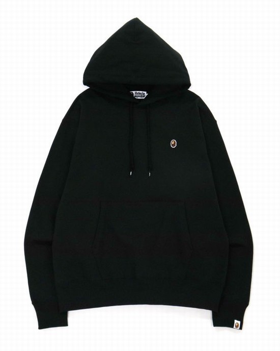 Sweat À Capuche Bape Ape Head One Point Relaxed Fit L/S Homme Noir | NDXJK0256