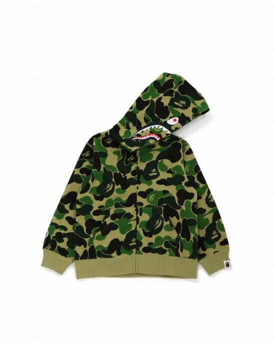 Sweat À Capuche Bape Big ABC Camo Shark Zip Enfant Vert | UEJMC9053