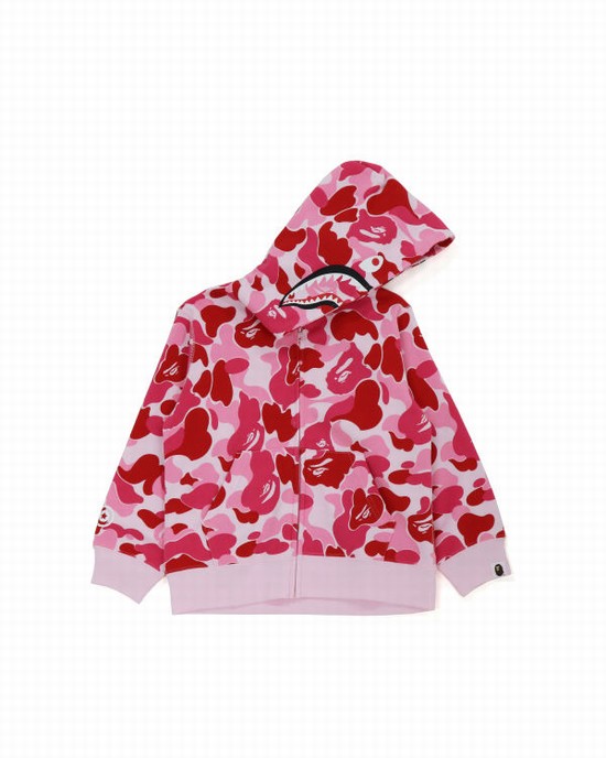 Sweat À Capuche Bape Big ABC Camo Shark Zip Enfant Rose | XWYGT3986