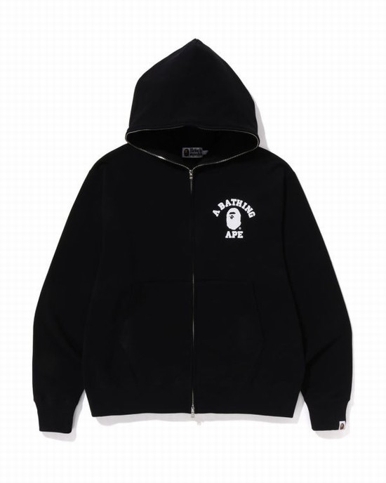 Sweat À Capuche Bape College Relaxed Fit Full Zip Homme Noir | HEOSK2150