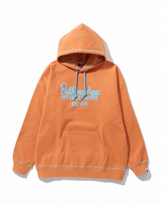 Sweat À Capuche Bape Color Stitching Oversized Pullover Femme Orange | GCBJP4172