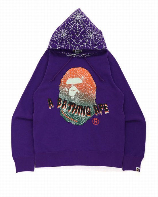 Sweat À Capuche Bape Halloween Ape Head Glow In The Dark Pullover Homme Violette | FELJY4296