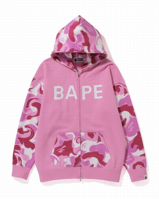 Sweat À Capuche Bape Marble Camo Oversized Full Zip Femme Rose | IOGKZ7534