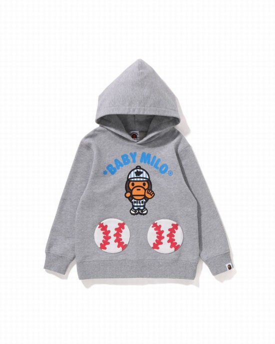 Sweat À Capuche Bape Milo Baseball Pullover Enfant Grise | JMHRE8924