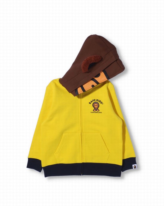 Sweat À Capuche Bape Milo Friends Zip Enfant Jaune | PAJID3204