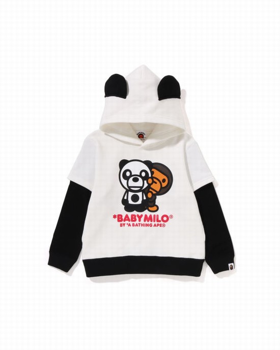 Sweat À Capuche Bape Milo Panda Layered Pullover Enfant Blanche | RJAYV5610