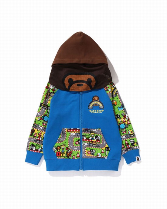 Sweat À Capuche Bape Milo Racing Milo Face Enfant Bleu | GQFBI9765