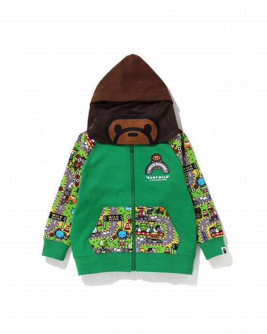 Sweat À Capuche Bape Milo Racing Milo Face Enfant Paon Vert | SIRKQ9564