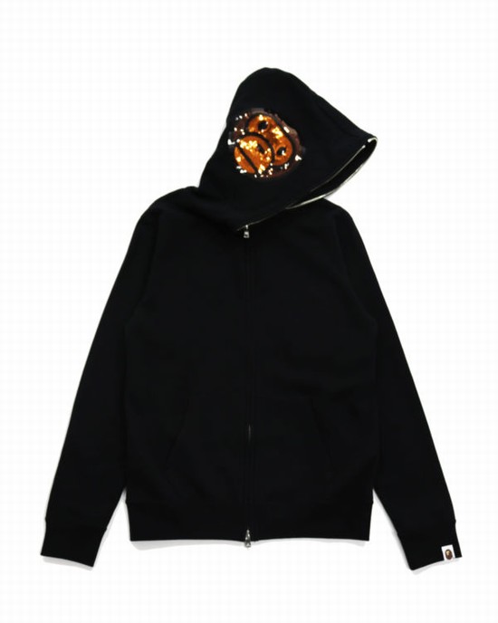 Sweat À Capuche Bape Milo Sequin Full Zip Femme Noir | ZTXAO1384