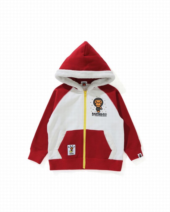 Sweat À Capuche Bape Milo Star Zip Enfant Rouge Clair | TIVKU1369