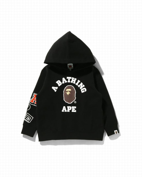 Sweat À Capuche Bape Multi Fonts Pullover Enfant Noir | IHGKA4762