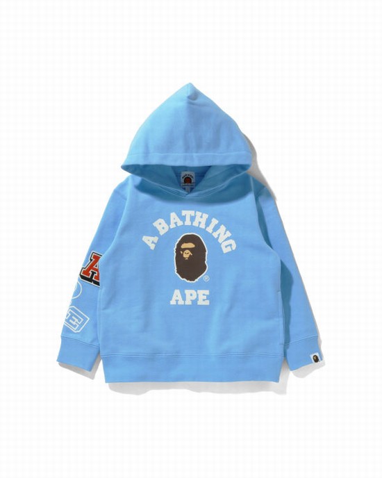 Sweat À Capuche Bape Multi Fonts Pullover Enfant Bleu | LRGPC8174