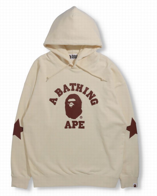 Sweat À Capuche Bape Patched Oversized Pullover Femme Blanche | SNOJG6415