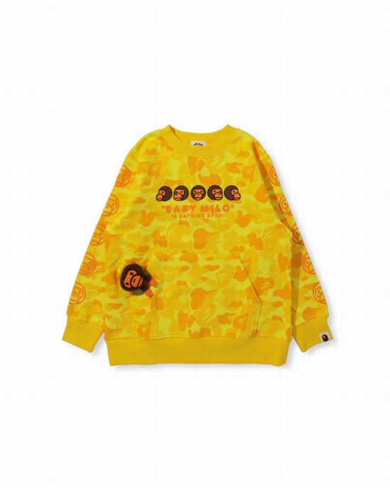 Sweats Bape BK15TH Anniversay Milo Crew Neck Enfant Jaune | FTYEA4327