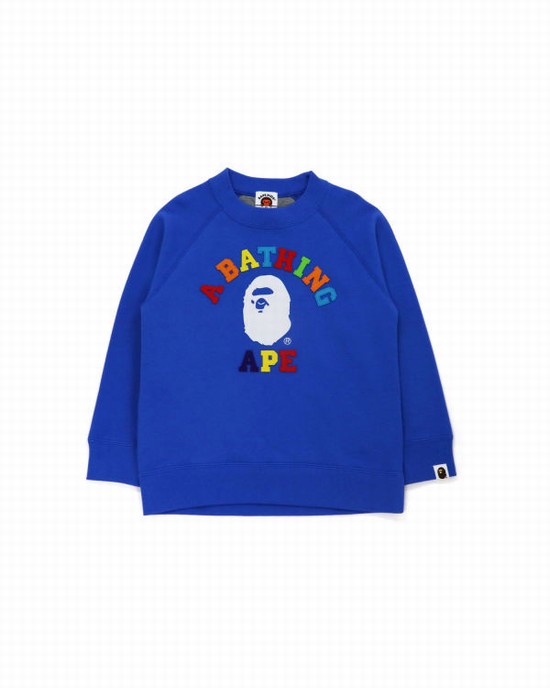 Sweats Bape College Applique Quilting Enfant Bleu | DKVSI2371