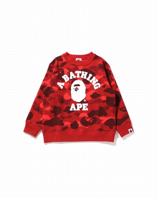 Sweats Bape Color Camo College Crewneck Enfant Rouge Clair | DVLBF9430