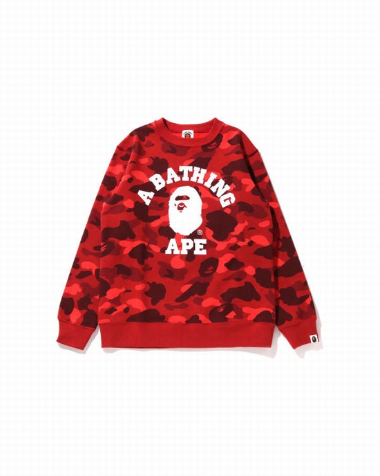 Sweats Bape Color Camo College Crewneck JR Enfant Rouge Clair | EAHVJ8904